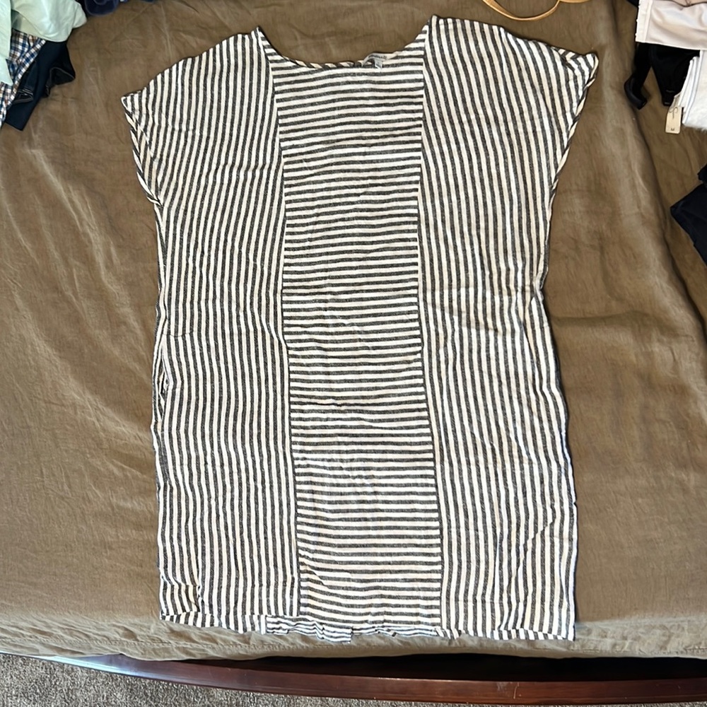 Madewell stripe button back dress large